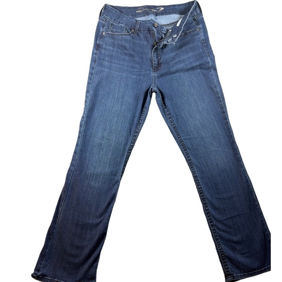 Seven7 Denim - Womens 14 Bootcut Jeans Seven7 Dark Blue Tummyless High Rise Stretch Denim
